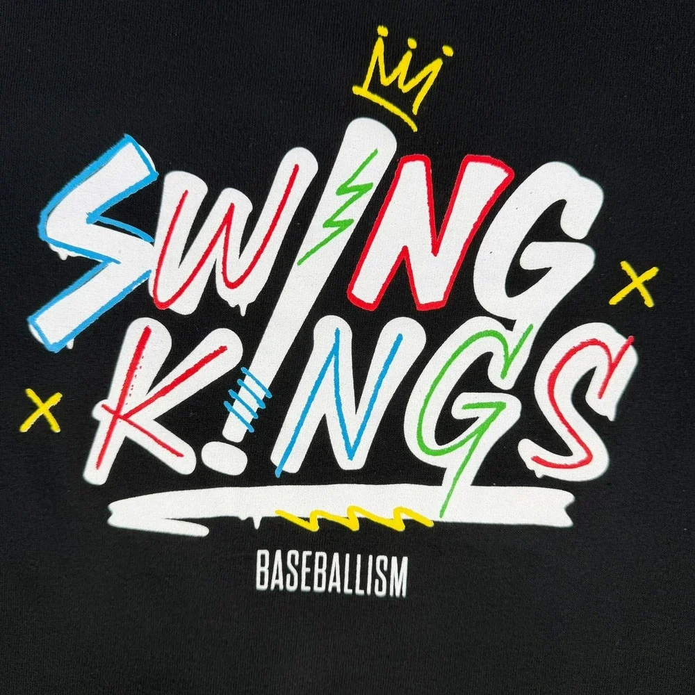 Baseballism Swing Kings Youth Medium Black Graphic Tee Short Sleeve Casual - Picture 3 of 5